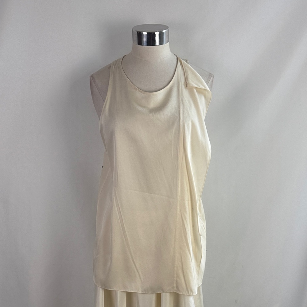 3.1 Phillip Lim Ivory One-Shoulder Draped Silk Tank